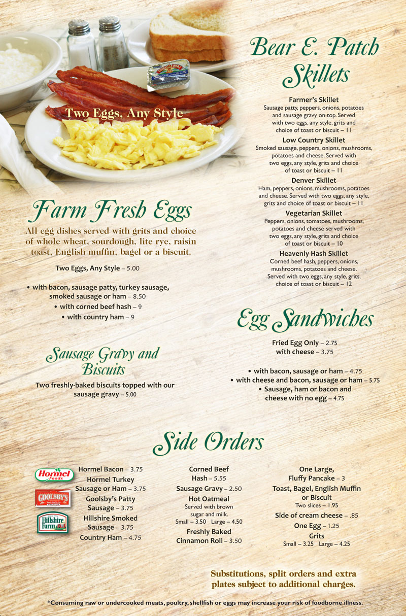 BeareEPatch Cafe Browse Menus